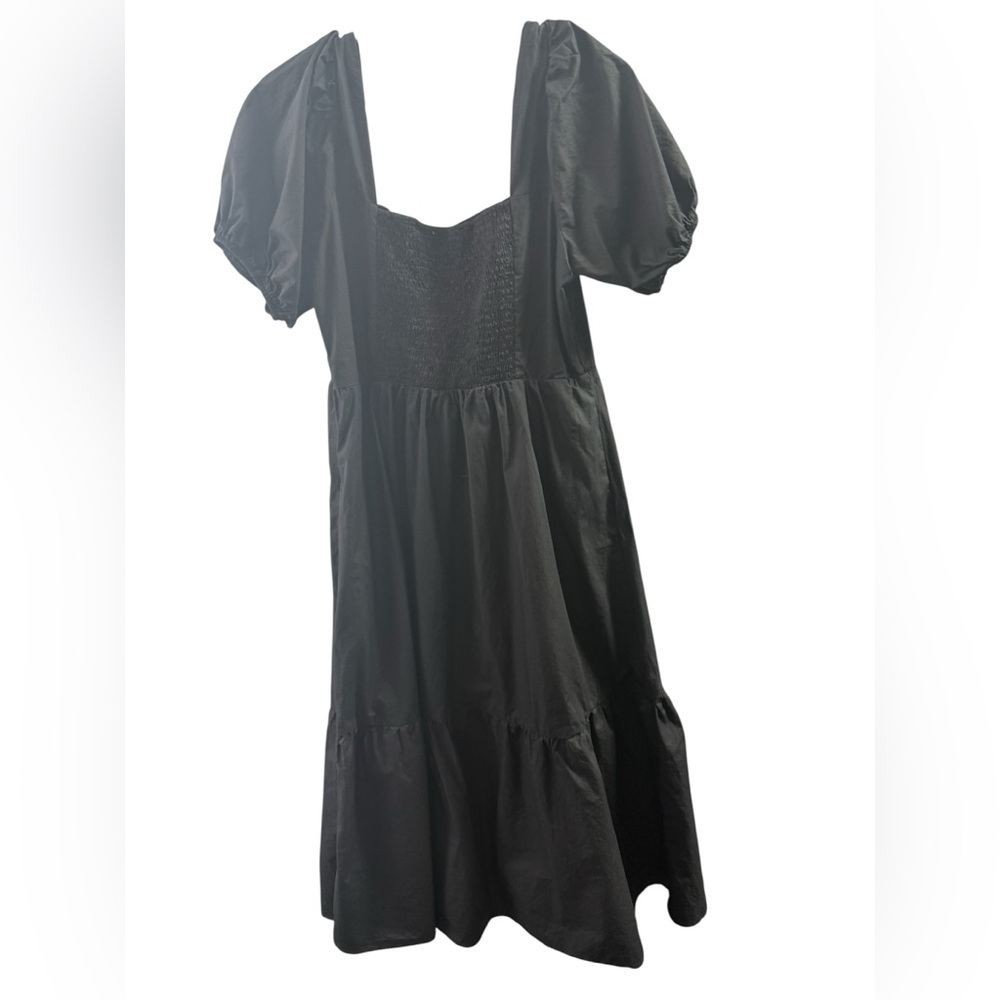 ASTR the label Square neck poplin tiered puff sleeve midi dress black XL - Picture 6 of 8